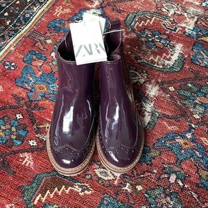 NWT Zara Patent Leather Ankle Boot